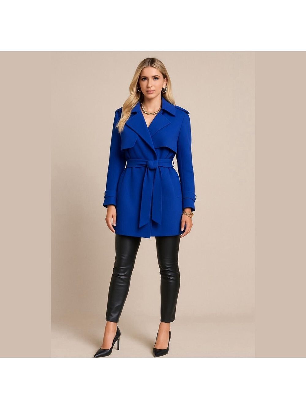 Women's Royal Blue Trench Coat Sz M